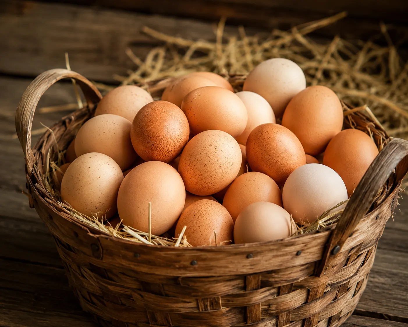 Basket of fresh native country eggs from The Native Herd, Bengaluru